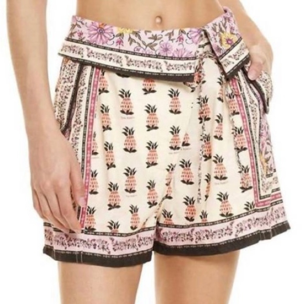 Agua Bendita Pink Floral & Pineapple High Waist Shorts